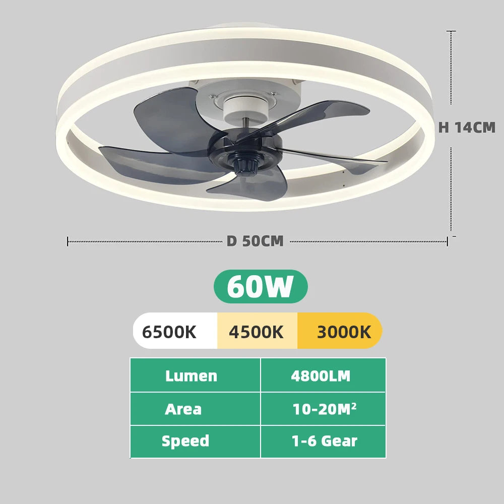Ceiling Fan With Light And Remote Control Fanstira LED Lamp Small Decorative Fans Cooler Decoration For Bedroom Home Appliance