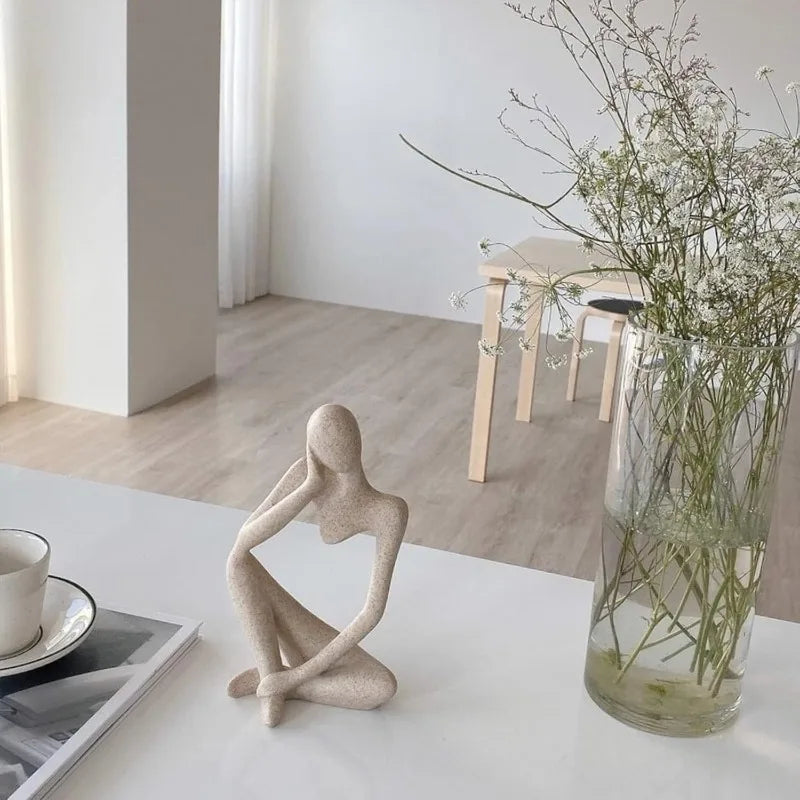 Sculpture, sandstone resin philosopher statue decoration, living room dining table decoration
