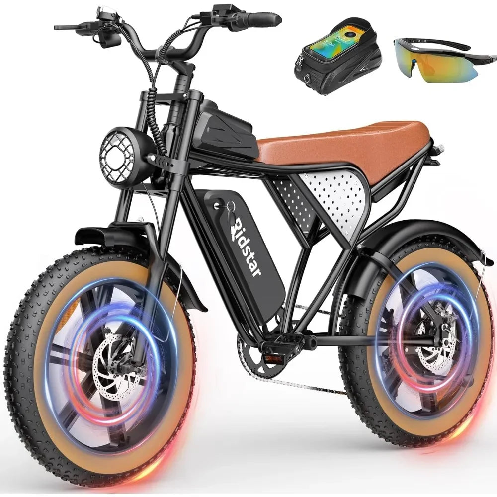 Electric Bike for Adults Q20, 1500W,30MPH,48V/15.6AH E-Bike,30-180 Miles Electric Motorcycle, 20" Fat Tire Dirt Bike,All Terrain