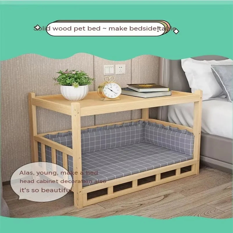 Wooden Dog Kennel Detachable Large Solid Wood Puppy House Eco-Friendly Polished Pet Bed Four Seasons General Simple Pets Houses
