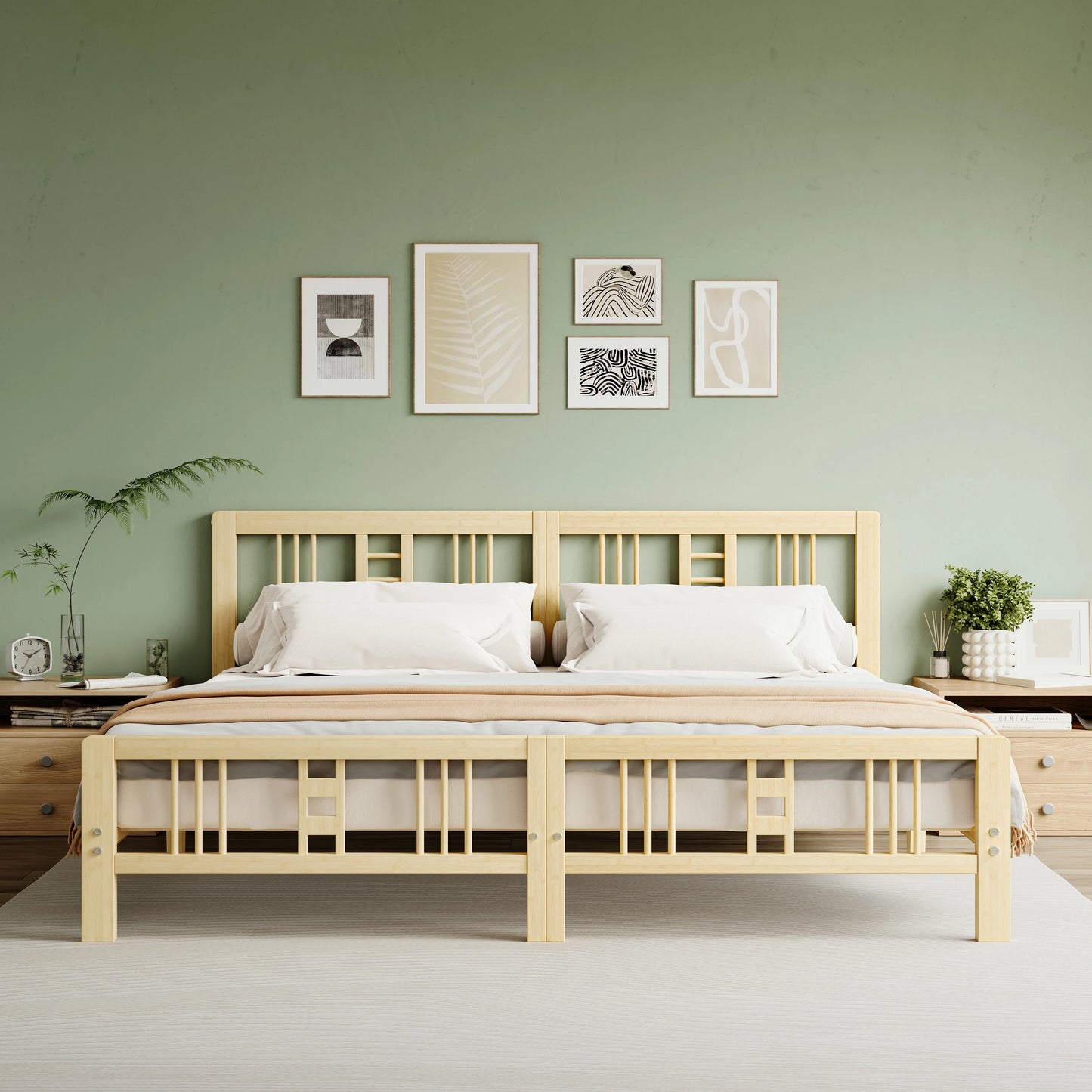 ZIYOO 10 inch Full-Size Premium Bamboo Bed Frame - Comfortable, Safe, Easy to Assemble Modern Minimalist Design