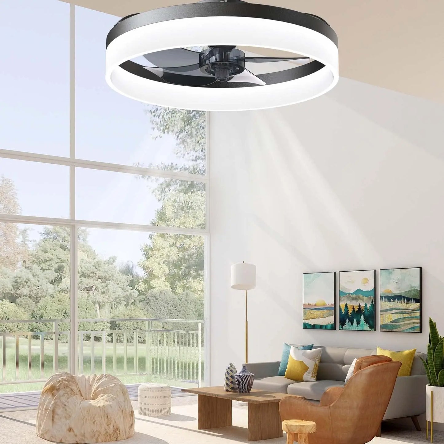 Ceiling fan with light Modern Dimmable Remote Control Ceiling Fans Living Room AC Variable Frequency Fan Ceiling Lamp