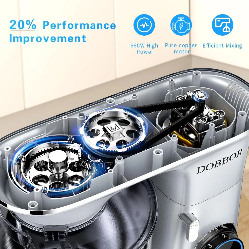 Electric Stand mixer, 9.5QT 660W 7Speeds Tilt-Head Dough Mixers, Bread Mixer with Dough Hook, Whisk, Beater, Splash Guard