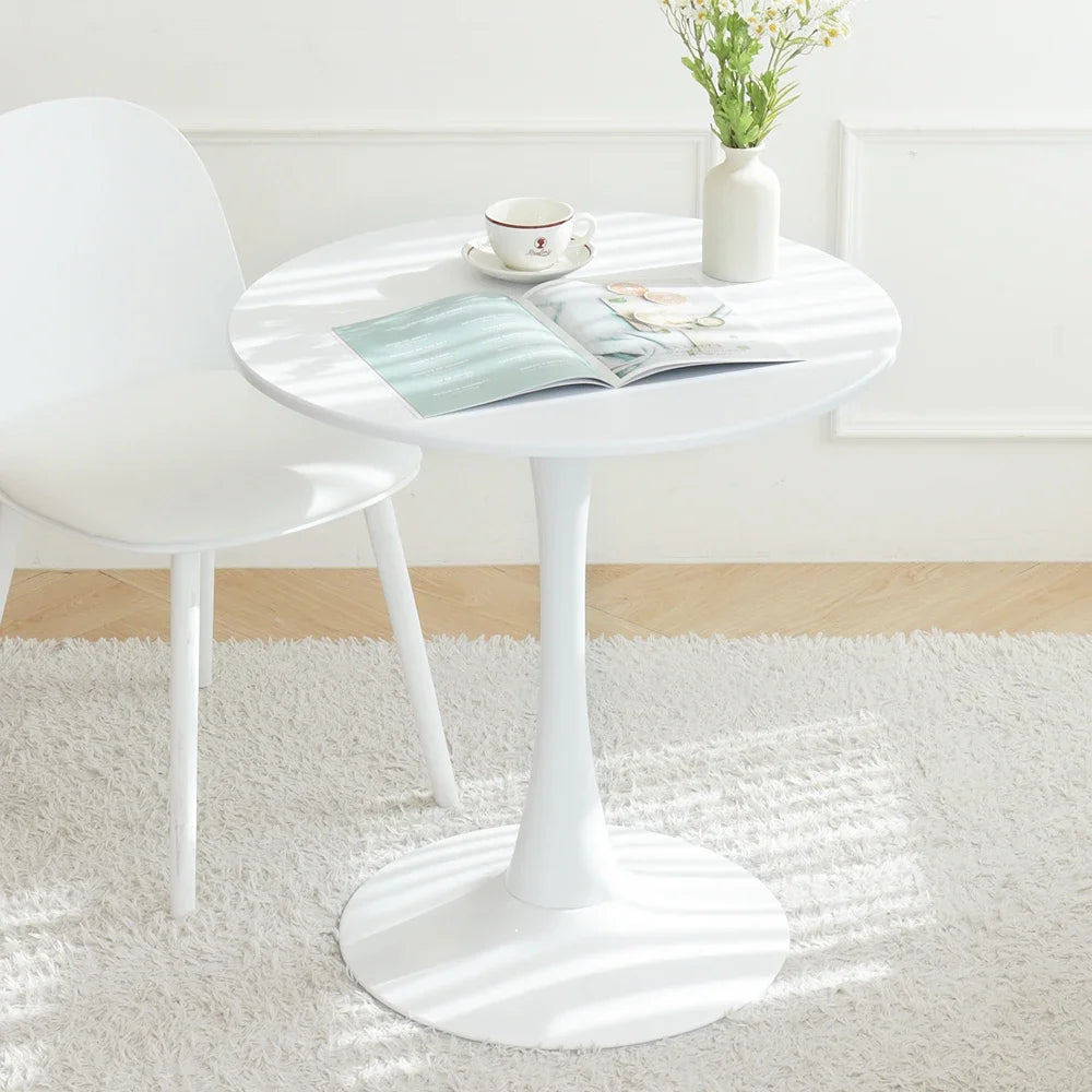 White Round Coffee Table Modern Minimalist Design Multi-Purpose for Small Space Living Room Balcony Bedroom Household Furniture