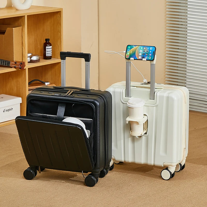 18 inches Suitcase Light Weight Suitcase Large Capacity Travel Case Spinner Wheels Suitcase Small Luggage Compartment