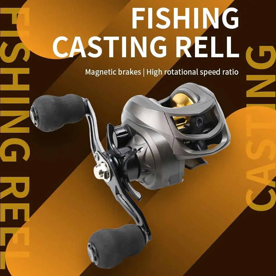 AK 7.2:1 High-Speed Baitcasting Reel 2024 Upgrade 17.6Lbs Drag Lightweight Nylon Frame Magnetic Braking Ergonomic