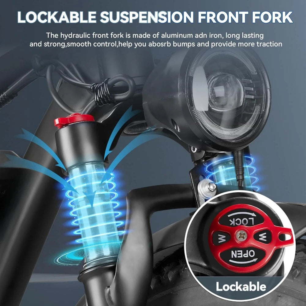 Dual Motor Ebike for Adults, 52V 23AH Large Battery Men Adult Fat Tire Electric Bike Peak 4000W 37MPH Electric Bicycles 7 Speed