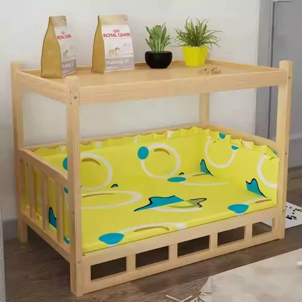 Wooden Dog Kennel Detachable Large Solid Wood Puppy House Eco-Friendly Polished Pet Bed Four Seasons General Simple Pets Houses