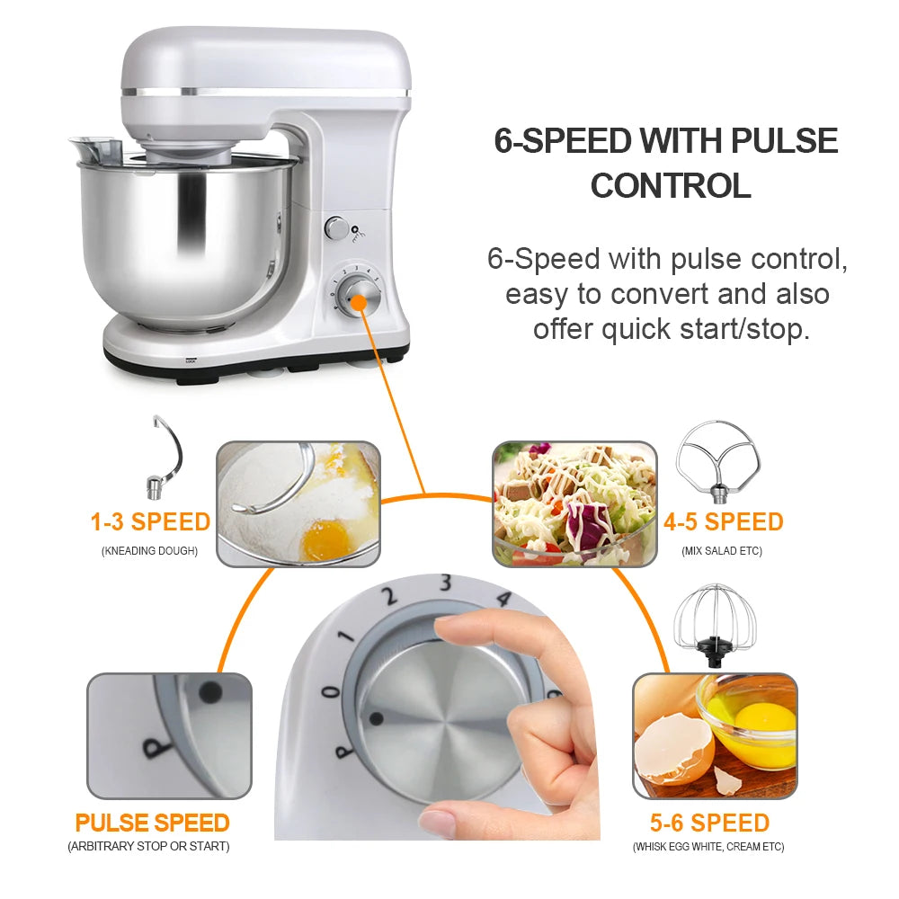 Kitchen 5QT 300W Bread Cake Maker Electric Food Mixers Dough Mixer Cake Food Stand Mixer
