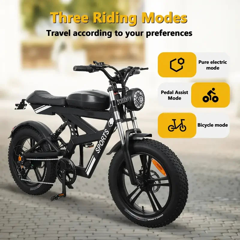 Electric Bike 740W Motor With 854.4WH Battery, 20 Miles Per Hour, 20'' Fat Tire Road Mountain Commuter Lightweight Electric Bike