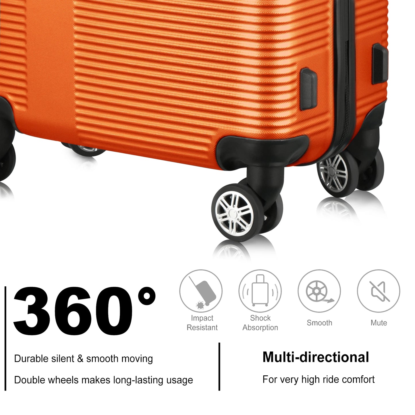 3 Piece Luggage Set with TSA Lock 20"/24"/28" Lightweight Cross Stripe Hardshell Suitcase with 360 Degree Spinner Wheels