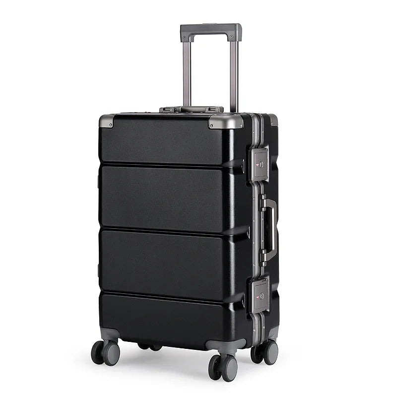Large Size Travel Wheeled Suitcases With Aluminum Frame Anti-Collision Waterproof Carry On Luggage Carrier Trolley Case For Men