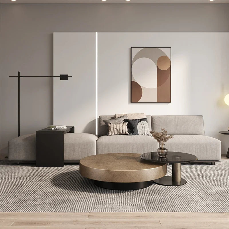 Designer Stainless Steel Coffee Tables European Luxury Round Tea Table Living Room Furniture Italian Tempered Glass Furniture