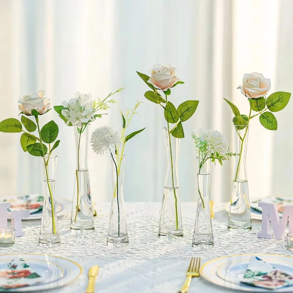 Glass Bud Vases for Centerpieces Set of 36, Handmade Modern Clear Small Skinny Decorative, Vases