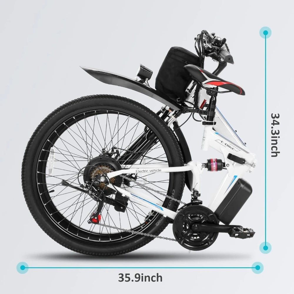 Electric Bike, 48V Removable Lithium Battery, 21 Speed, Up to 50 Miles, Dual Shock Absorber, 750W Folding Electric Mountain Bike