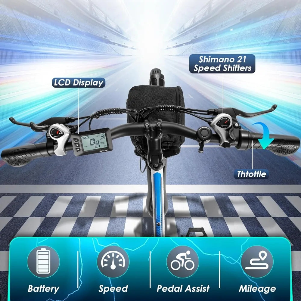 Electric Bike, 48V Removable Lithium Battery, 21 Speed, Up to 50 Miles, Dual Shock Absorber, 750W Folding Electric Mountain Bike