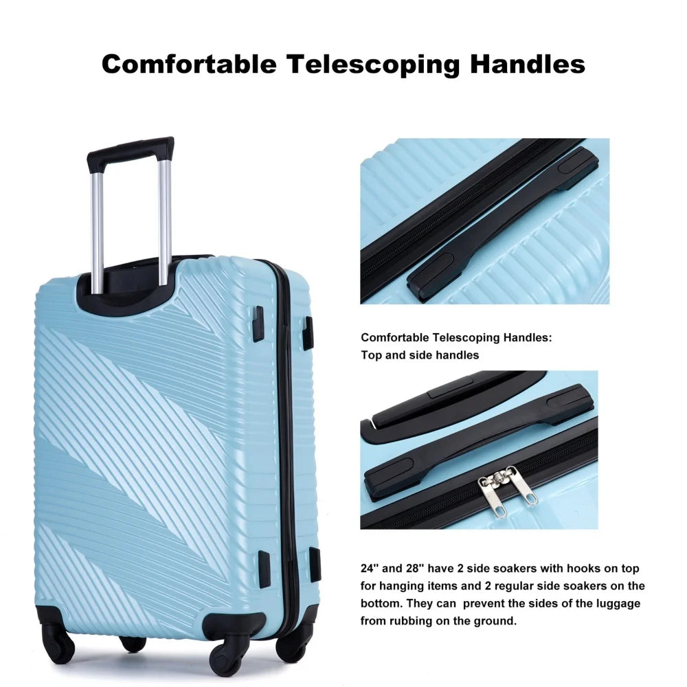 3 Piece Luggage Set Lightweight Suitcase Spinner Wheels Telescoping Handle Travel Suitcase Rolling Trolley Luggage 20/24/28 Inch