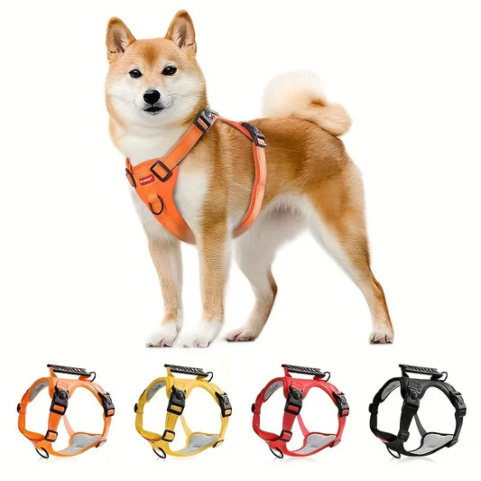 Adjustable Soft Padded Harness with Easy Control Handle Prevents Choking Pulling Comfortable No-Pulling Pet Harness for Dogs