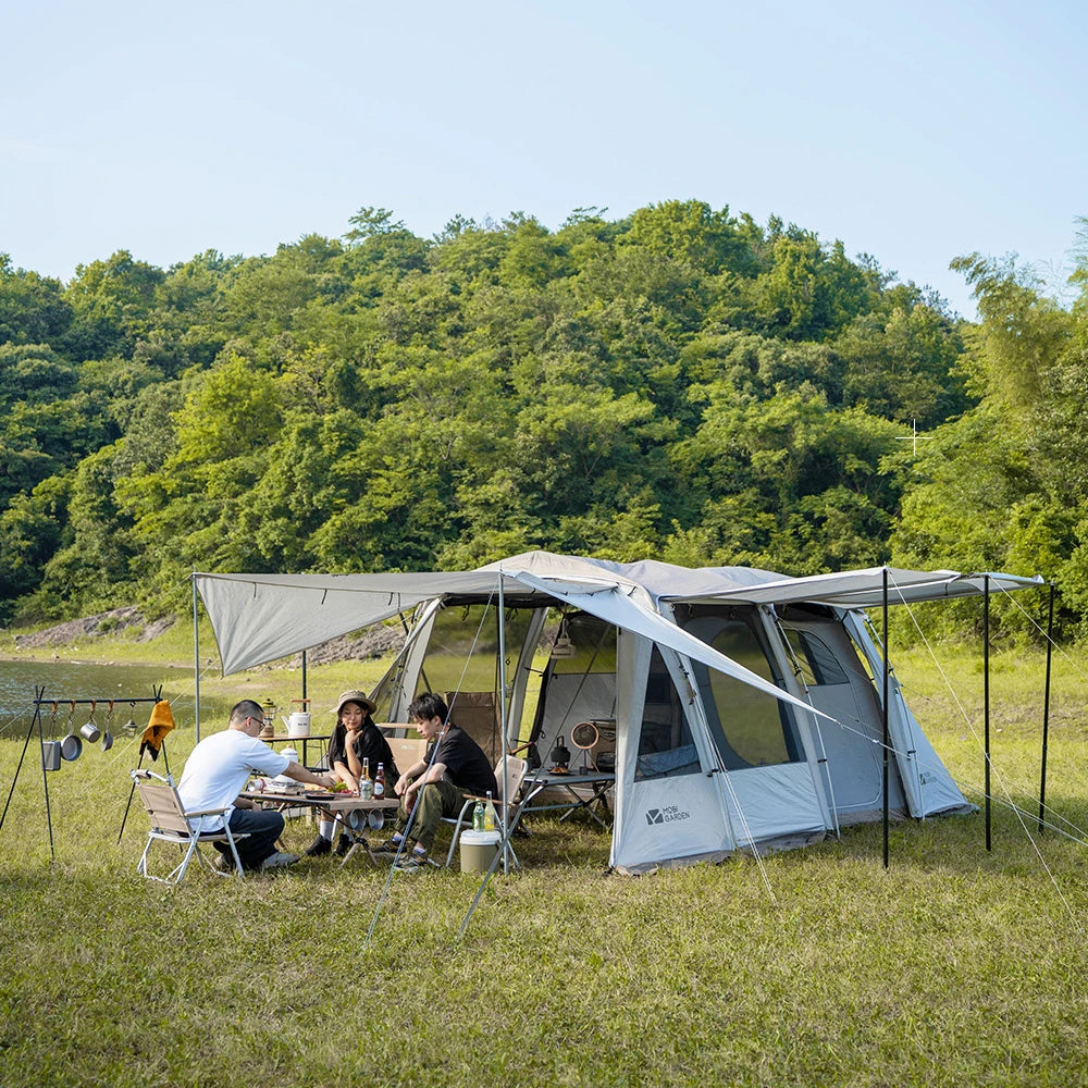 MOBI GARDEN Camping LS4 Tunnel Tent Living Shell Tent Large Blow Tent Invite Space Two Bedrooms
