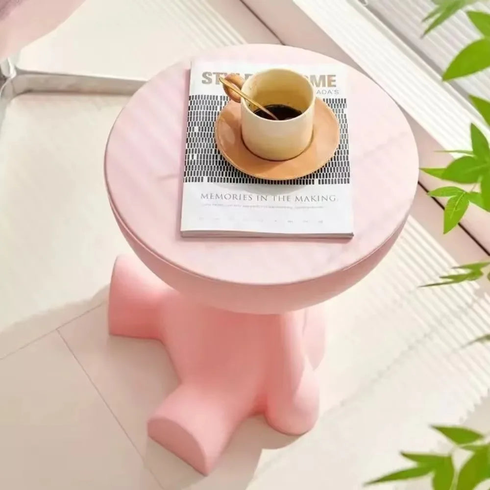 Cream Coffee Table Sofa Side Table Creative Wide Storage Area Modern Simple Home Safety Non-toxic Materials Plastic Round Table