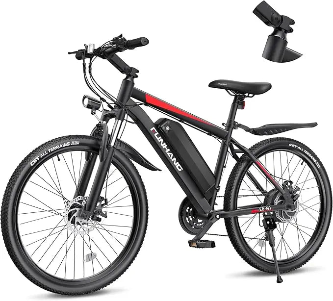 Electric Bike for Adults, 26'' 1000W Peak Ebike, Adjustable Stem, Fenders, Lockable Suspension Fork, 21-Speed