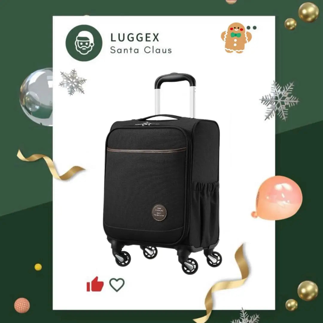 LUGGEX Underseat Carry-on Luggage with Wheels, 15 Inch Lightweight Luggage with Front Opening Lid(Black)