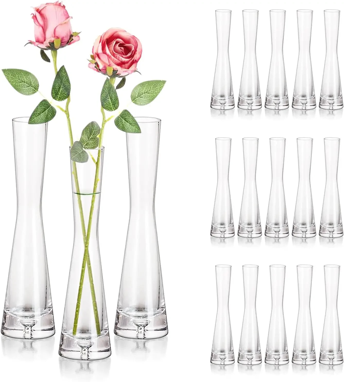 Glass Bud Vases for Centerpieces Set of 36, Handmade Modern Clear Small Skinny Decorative, Vases