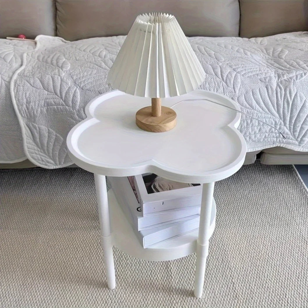 Small tea table, with leg seat, casual white, save space, very suitable for dormitory, living room, bedroom