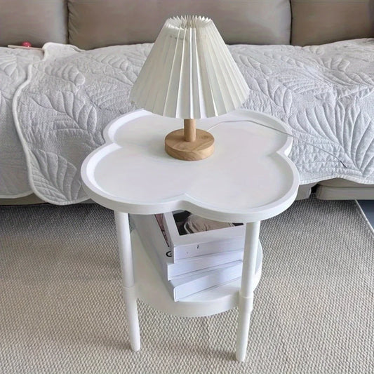 Small tea table, with leg seat, casual white, save space, very suitable for dormitory, living room, bedroom