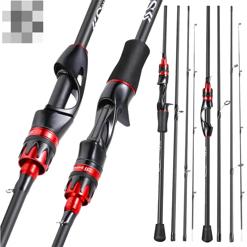 Sougayilang Casting Spinning Fishing Rod 2.1m UltraLight Carbon Fiber Rod Pole 4 Section with EVA Handle 0.8-5g Lure Weight Reel