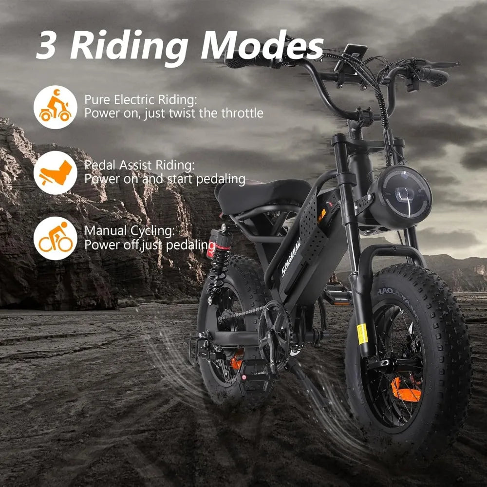 Electric Bike,16"/20" Fat Tire Ebike,Suitable for Riders under 5'2"or 5'5"&Above,750W Motor,48V 15Ah Removable Battery