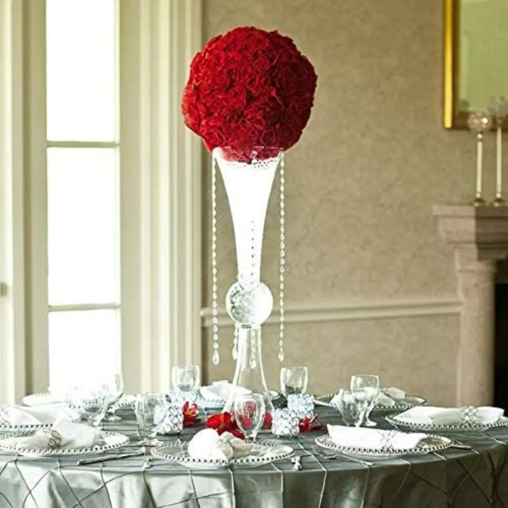 Tall Trumpet Vase Bulk, Open 7.5", Height 30", Base 7.5", (Multiple Size/Color Choices) Clear Reversible Latour Floral Wedding