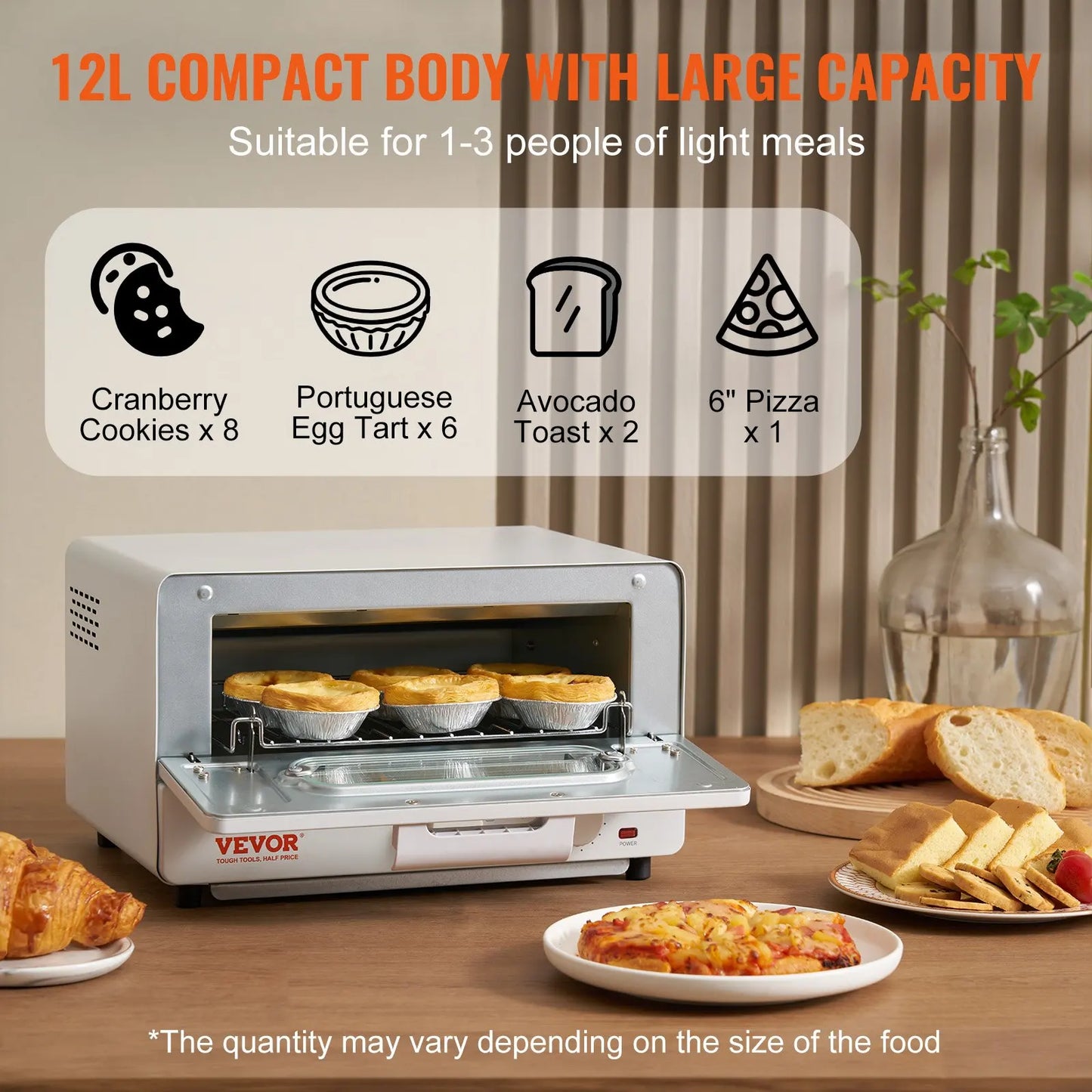 VEVOR Steam Oven Toaster,12LCountertop Convection Oven,5 In 1 Steam Toaster Oven,7 Cooking Modes Air Fryer Convection Oven Combo