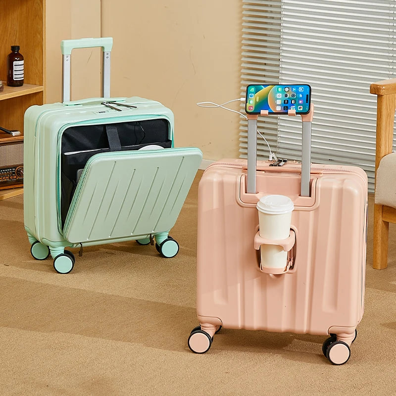 18 inches Suitcase Light Weight Suitcase Large Capacity Travel Case Spinner Wheels Suitcase Small Luggage Compartment