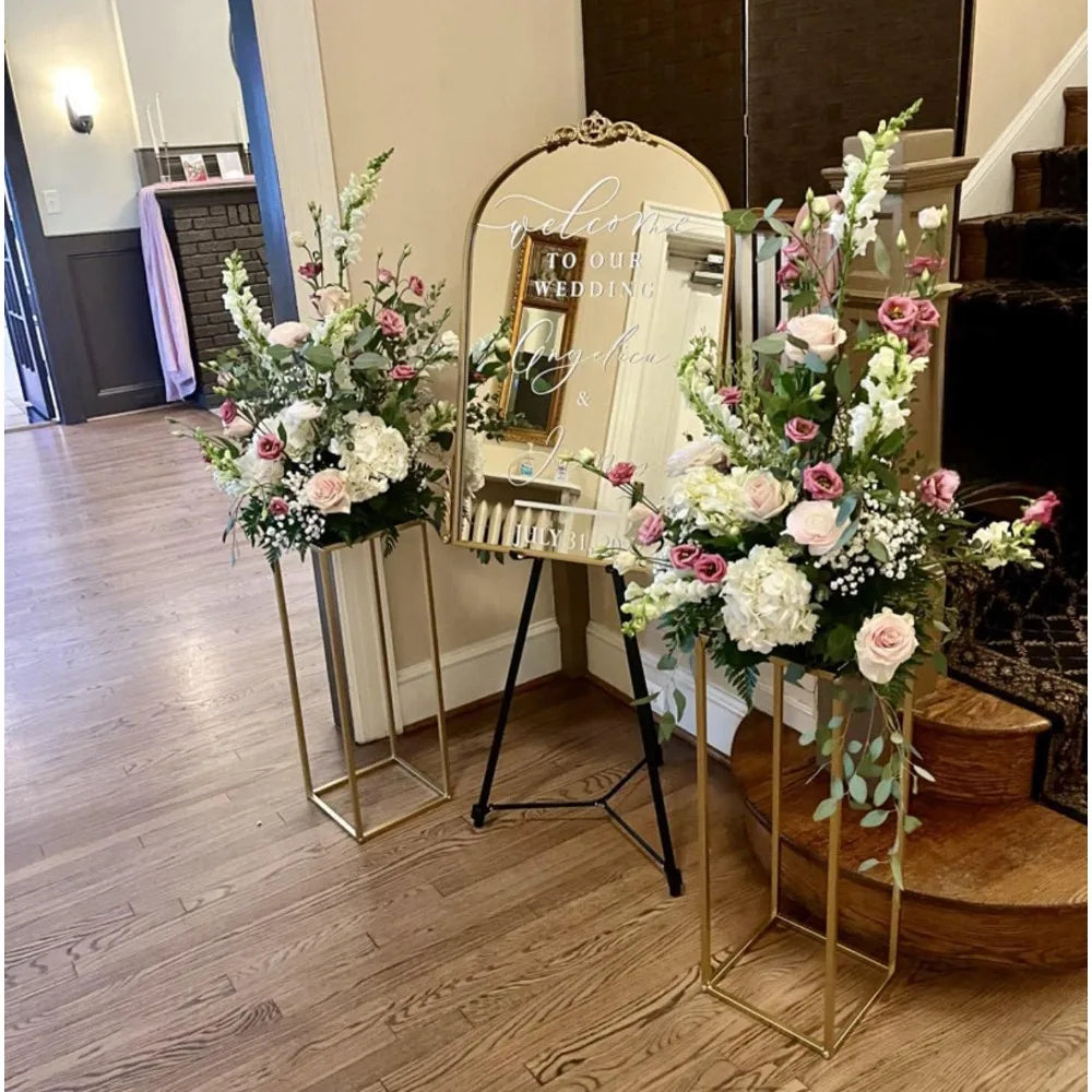 10 Pcs Gold Wedding Flower Centerpiece Metal Flower Holder Flower Arrangement 24in/60cm Tall Geometric Centerpieces Vase