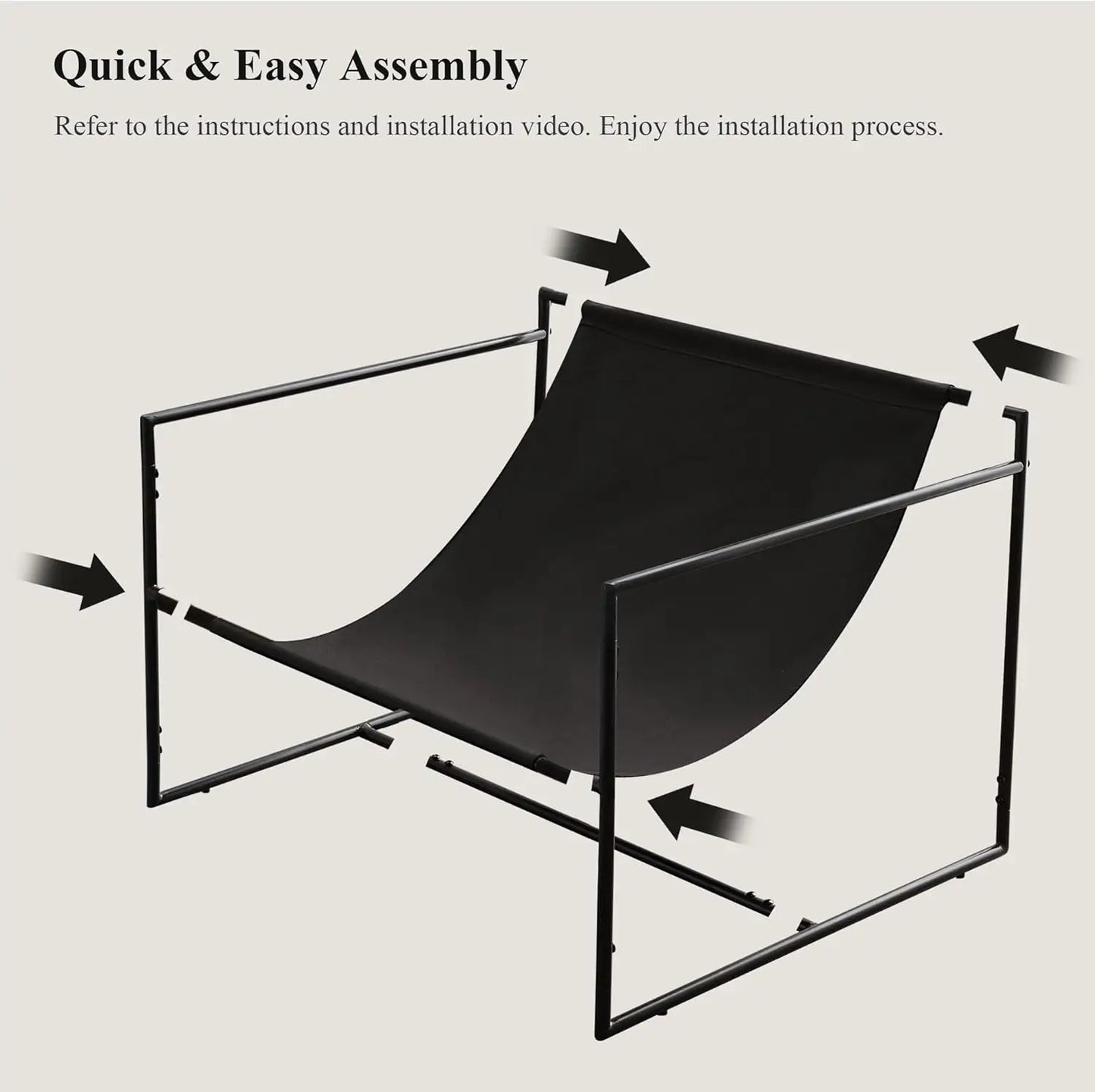 Sling Accent Chair for Living Room Bedroom Reading Office Modern Design Metal Frame Armchair