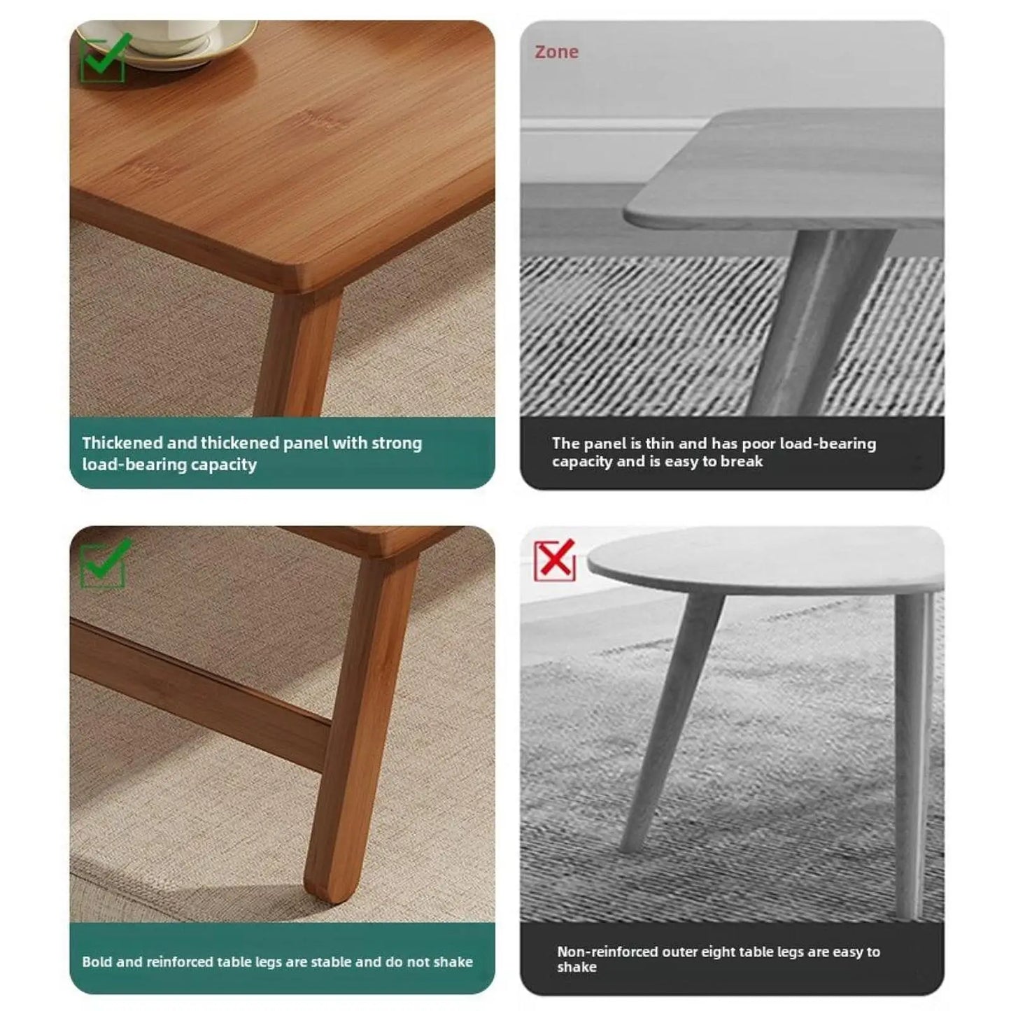 Side Table Wooden Floor Table Folding Coffee Tea Table Modern Accent Table for Living Room Bedroom Balcony Home Office Furniture