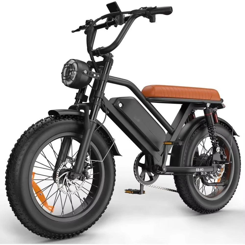 48V 18.2AH electric motorcycle, long seat electric bicycle with full suspension,suitable for mountains, snow, sand, and highways
