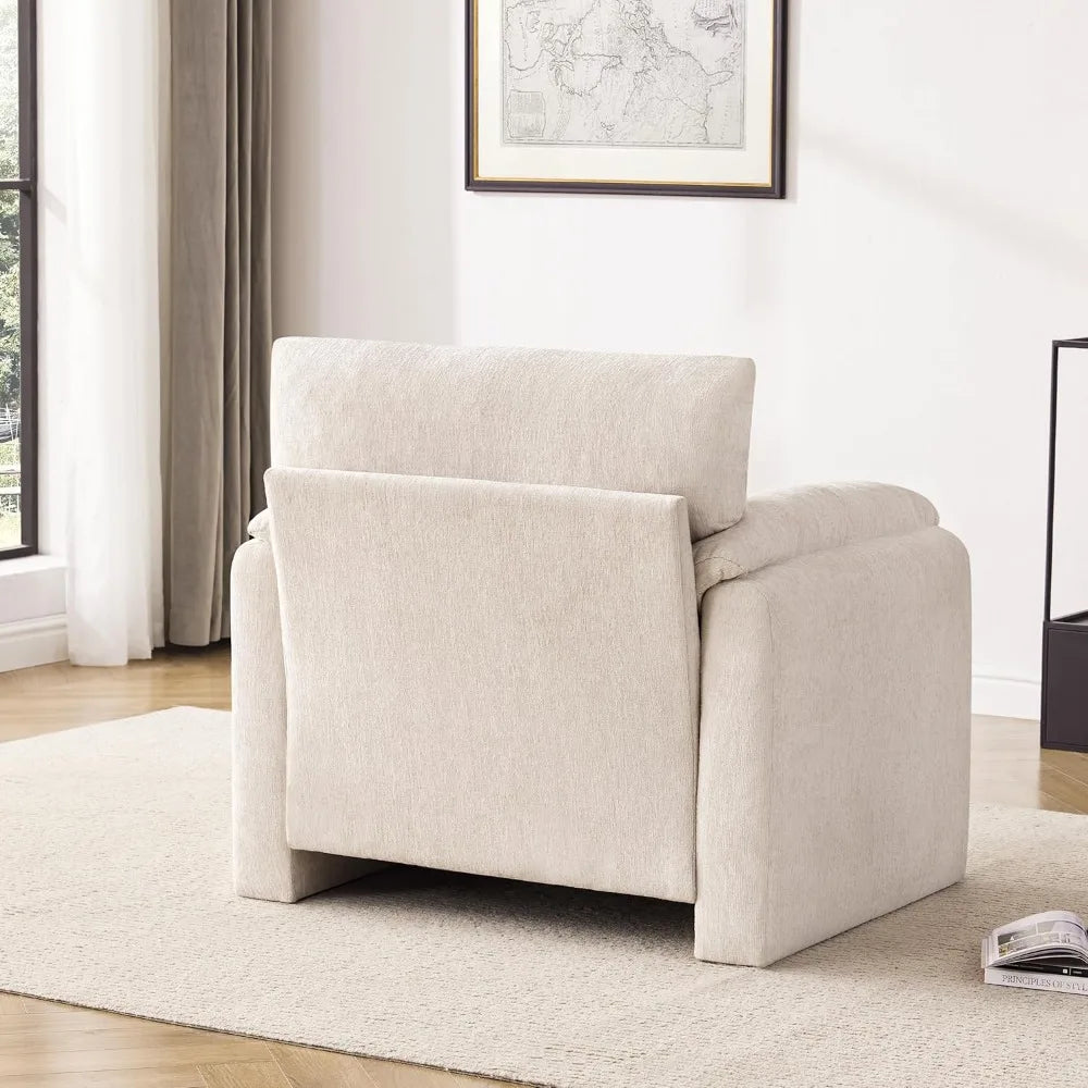 Chenille Oversized Armchair, 38.6" Wide Accent Chairs for Living Room & Bedroom Modern Lounge Chair, Upholstered Mid-Century