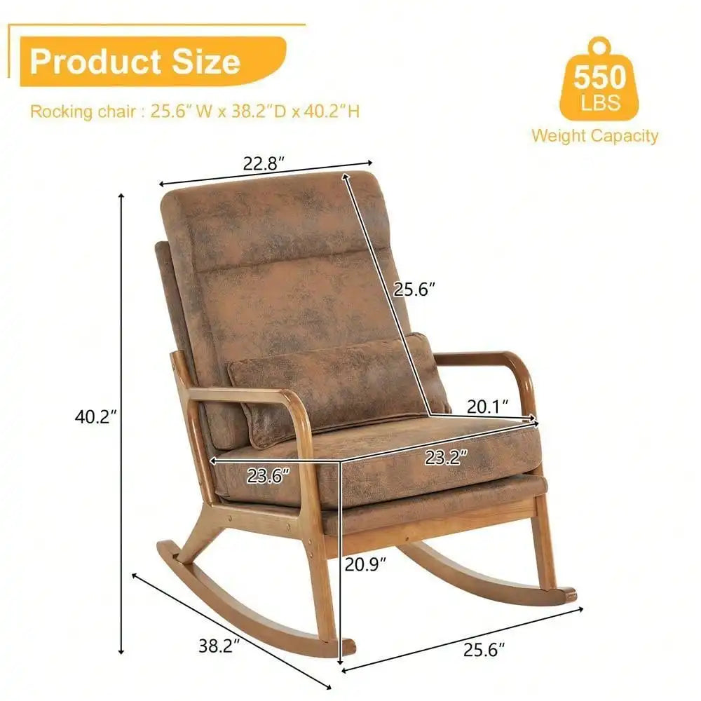 Relaxing Glider Rocking Chair High Backrest Rocking Armchair, Mid Century Accent Chair for Living Room Bedroom, Study