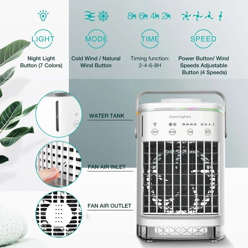 Portable Air Conditioner Fan Refrigeration Cooling Fan for Home Dormitory Mobile Cold Air Water-Cooled Small Conditioner Amagi