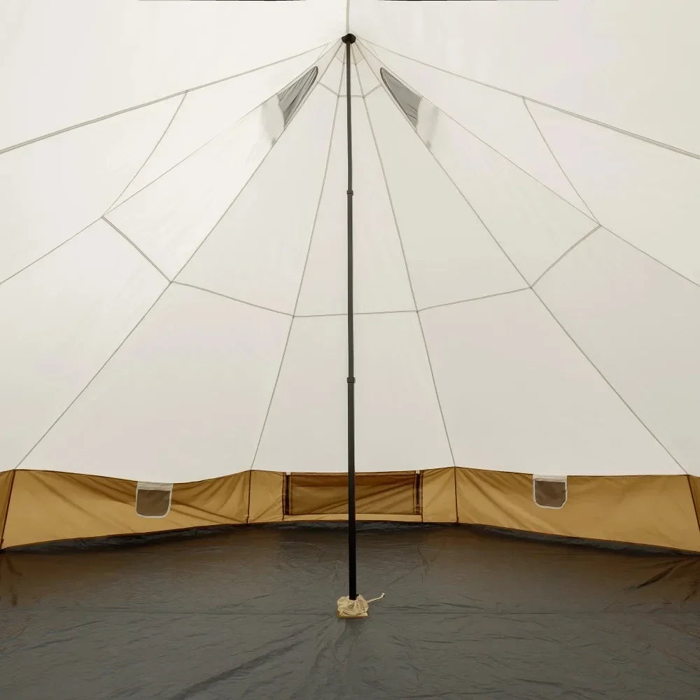 8-Person Glamping Bell Tent Camping Tent Travel 15' X 15' Tents with String Lights, 22.57 Lbs Bell-style Tent Party Tents