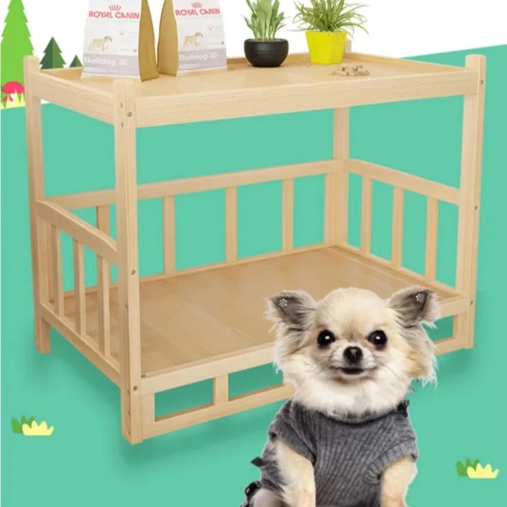 Wooden Dog Kennel Detachable Large Solid Wood Puppy House Eco-Friendly Polished Pet Bed Four Seasons General Simple Pets Houses