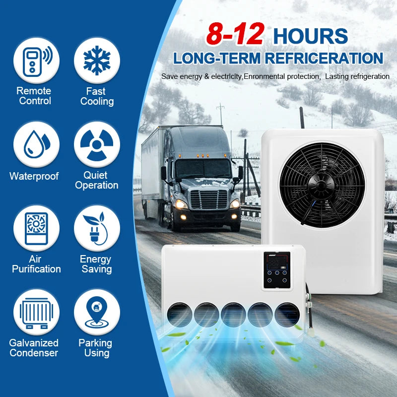 12V 24V Parking Air Conditioner No Fuel Consumption Air Conditionting For Truck RV Forklift Construction Vehicle Excavator Crane