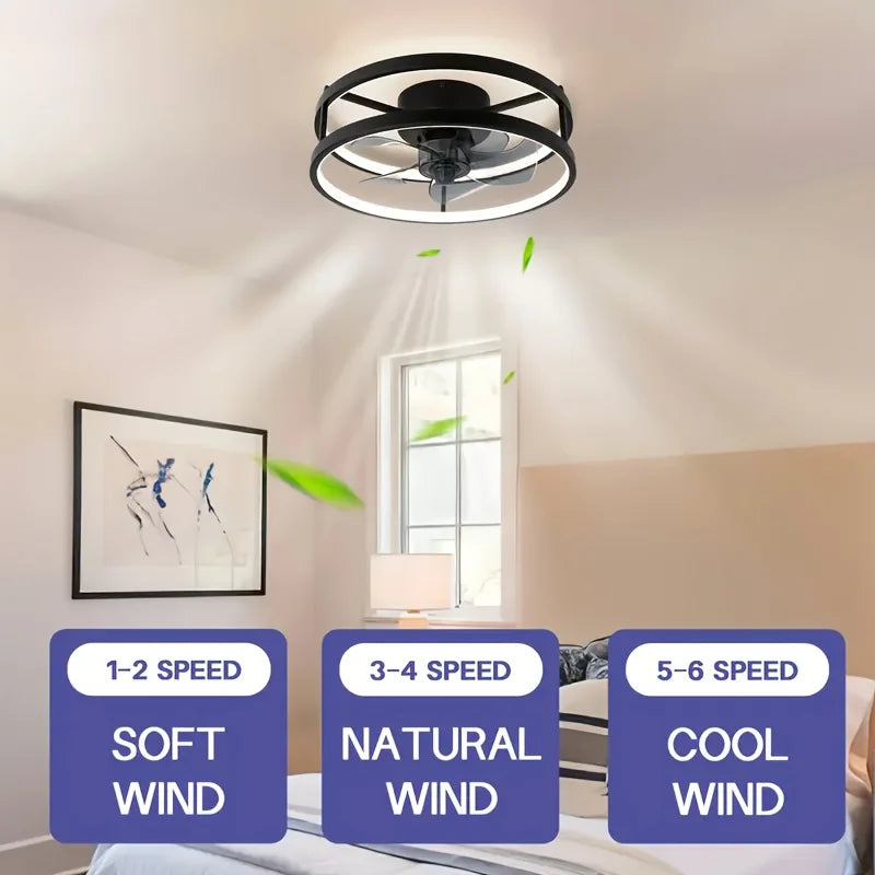 Ceiling Fan Light Living Room Bedroom Modern Electric Fan Simple Home Intelligent Ceiling Fan with Remote Control and Led Light