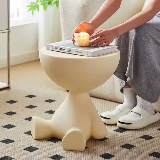 Cream Coffee Table Sofa Side Table Creative Wide Storage Area Modern Simple Home Safety Non-toxic Materials Plastic Round Table
