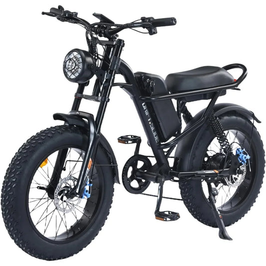 1500W Peak Power Electric Bike for Adults, 28-35 MPH Electric Moped Style Bike,7 Speed 20" All Terrain Fat Tire Ebike (J1)