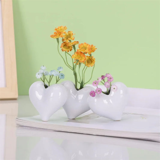 Heart Shaped Ceramic Vase with Modern Boho Design - Perfect Valentines Day Decor for Living Room Office Bedroom and More