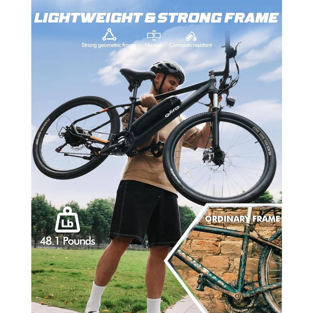 Speed Mountain Light Electric Bicycle, equipped with a peak 750W 22MPH brushless motor and a 375Wh detachable battery