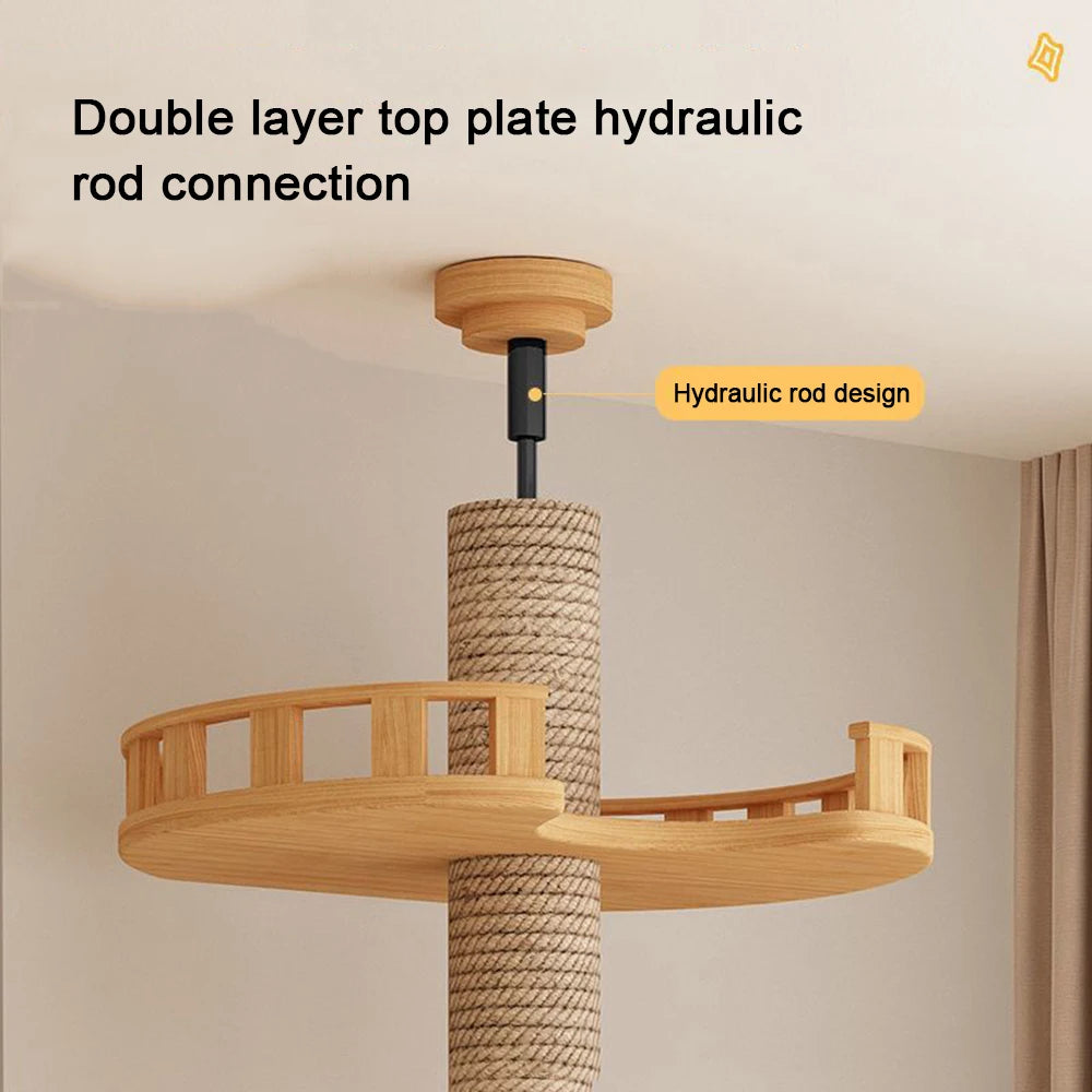 Adjustable Cat Tree House Tower Pet Condo Wooden House Multifunction Tower Soft Flannel Hammock Bed Cat Tree Floor To Ceiling